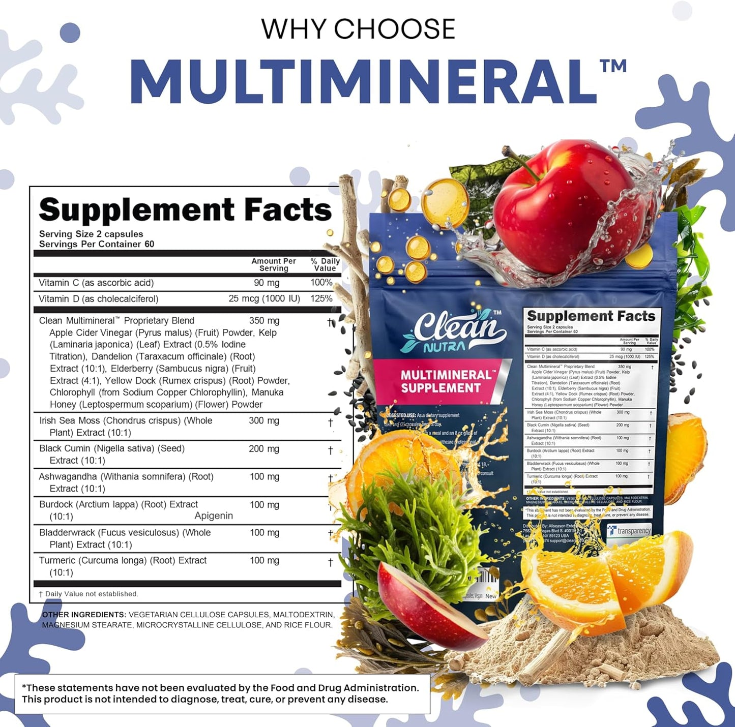 Clean Nutraceuticals Aceite de semilla negra de musgo marino Ashwag...