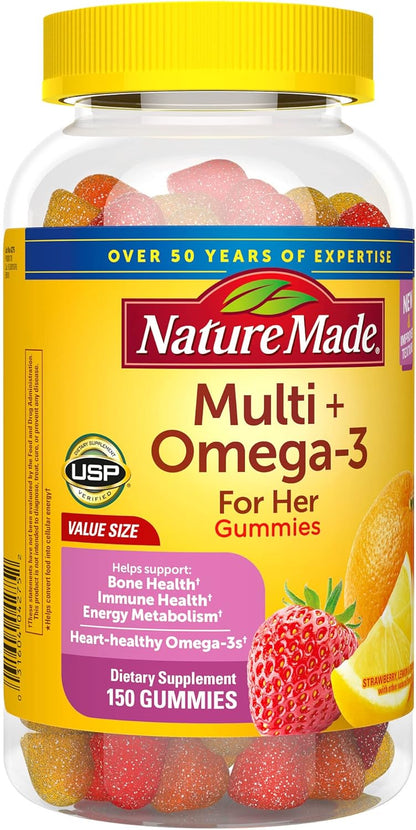 Nature Made Multivitaminas en gomitas para mujer con omega-3, multi...