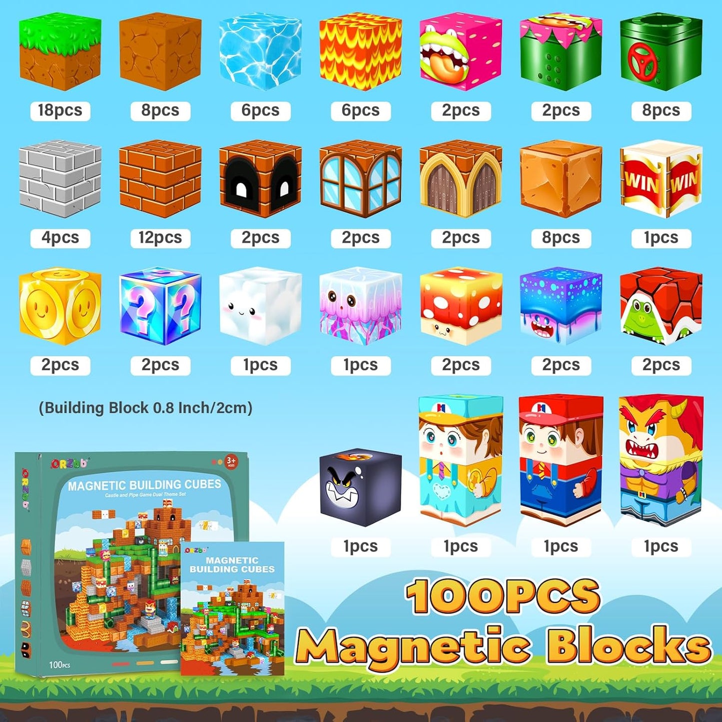 ORZbb Bloques magnéticos, juegos de construcción para niños de 3, 4...