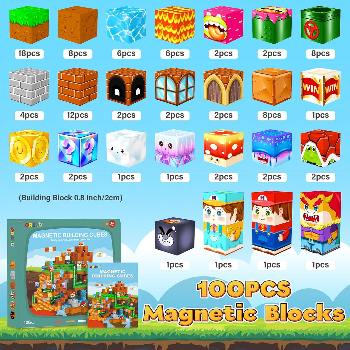 ORZbb Bloques magnéticos, juegos de construcción para niños de 3, 4...