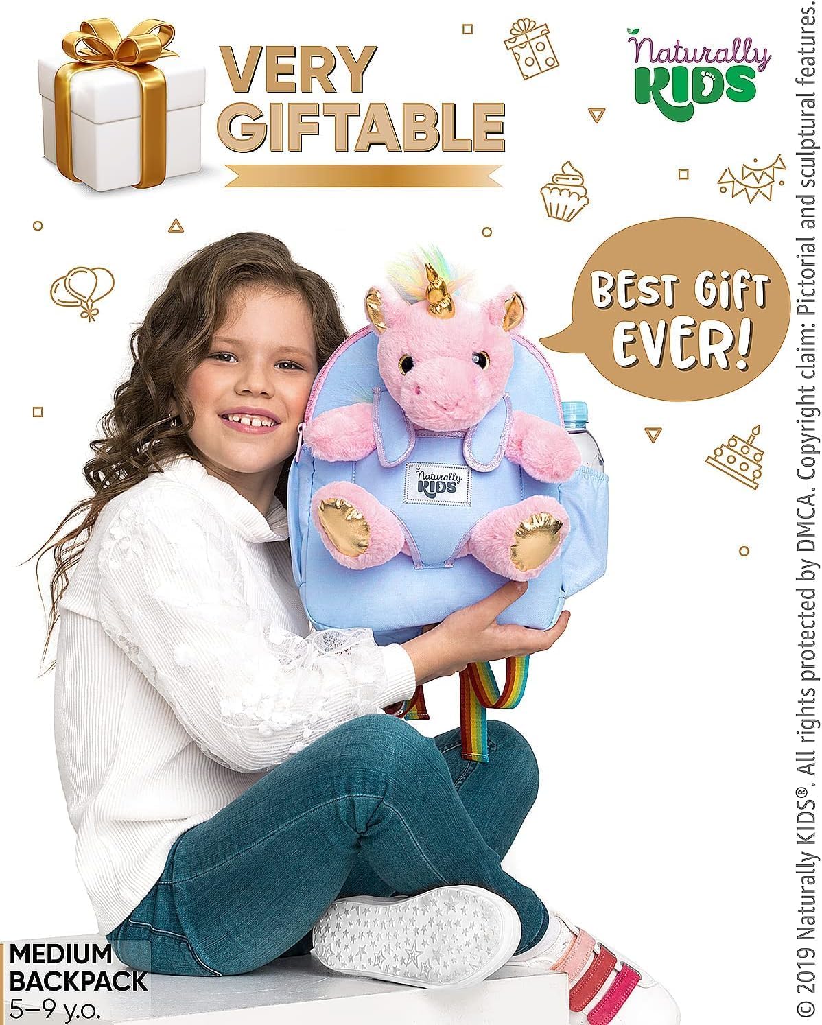 Naturally KIDS Mochila para niños pequeños con juguete de unicornio...