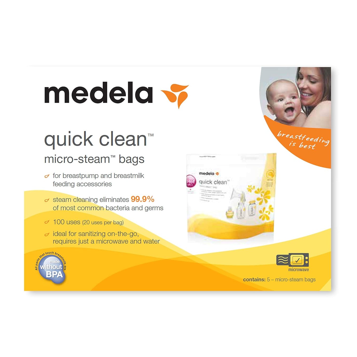 Medela Bolsas de microvapor de limpieza rápida para biberones y pie...