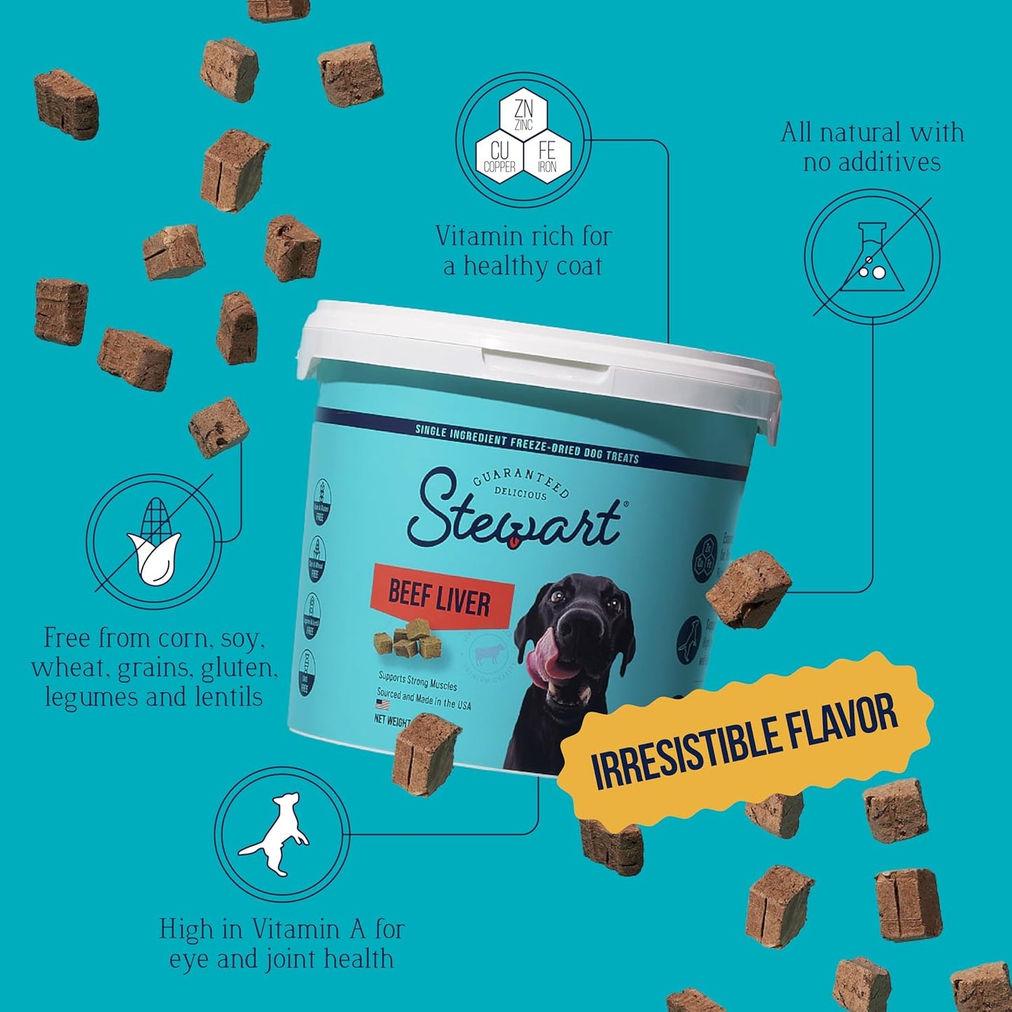 Golosinas de hígado de res para perros Stewart, 2 oz, ~45 piezas, c...