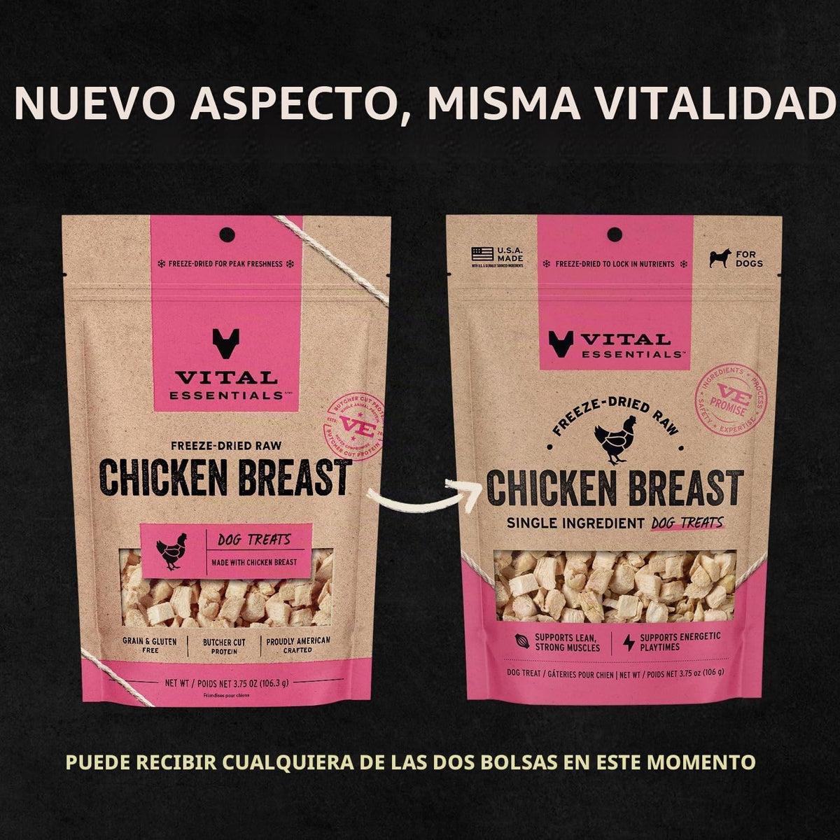 Vital Essentials Golosinas liofilizadas para perros, pechuga de pol...
