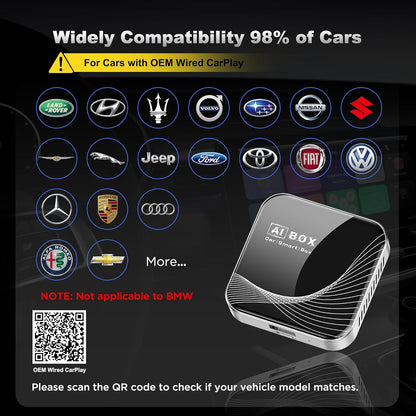 Adaptador Inalámbrico CarPlay y Android Auto 3 en 1, Plug & Play, Configuración Fácil, Compatible con Netflix, YouTube, Tarjeta TF y Más para Automóviles con CarPlay/Android Auto Cableado