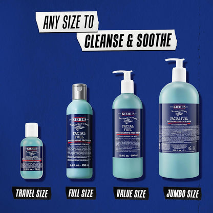 Kiehl's Limpiador facial Facial Fuel, gel refrescante y vigoriz...