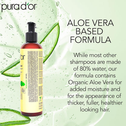 Pura D'or 8 Oz Champú de biotina original de etiqueta dorada an...
