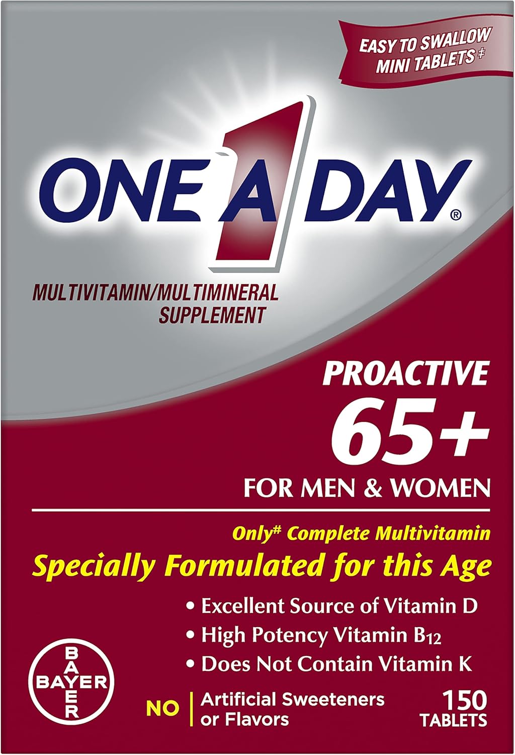 One A Day Proactive 65+, multivitamínico para hombres y mujeres, su...