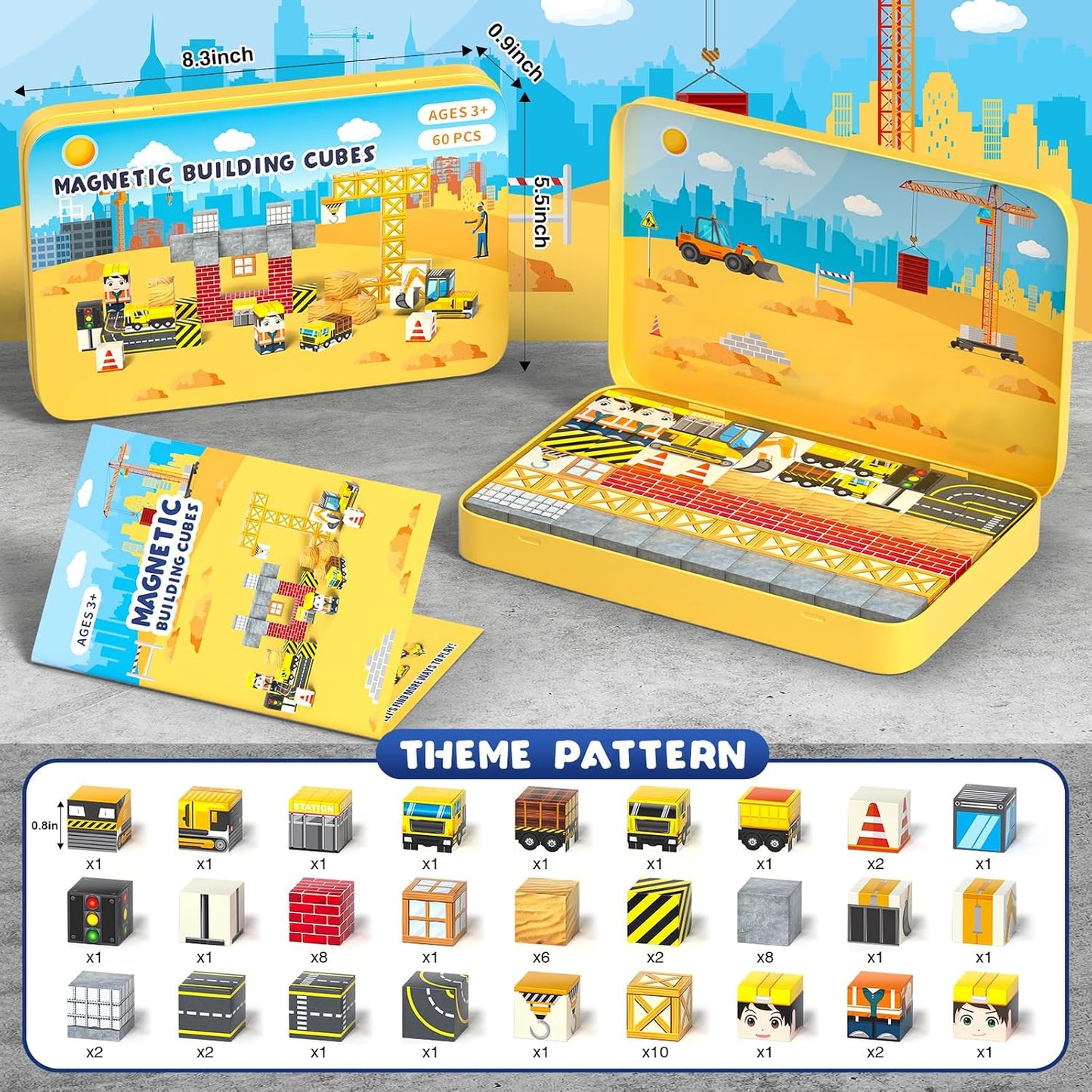 Axirata Juego de 60 mini bloques magnéticos de viaje para niños, mi...