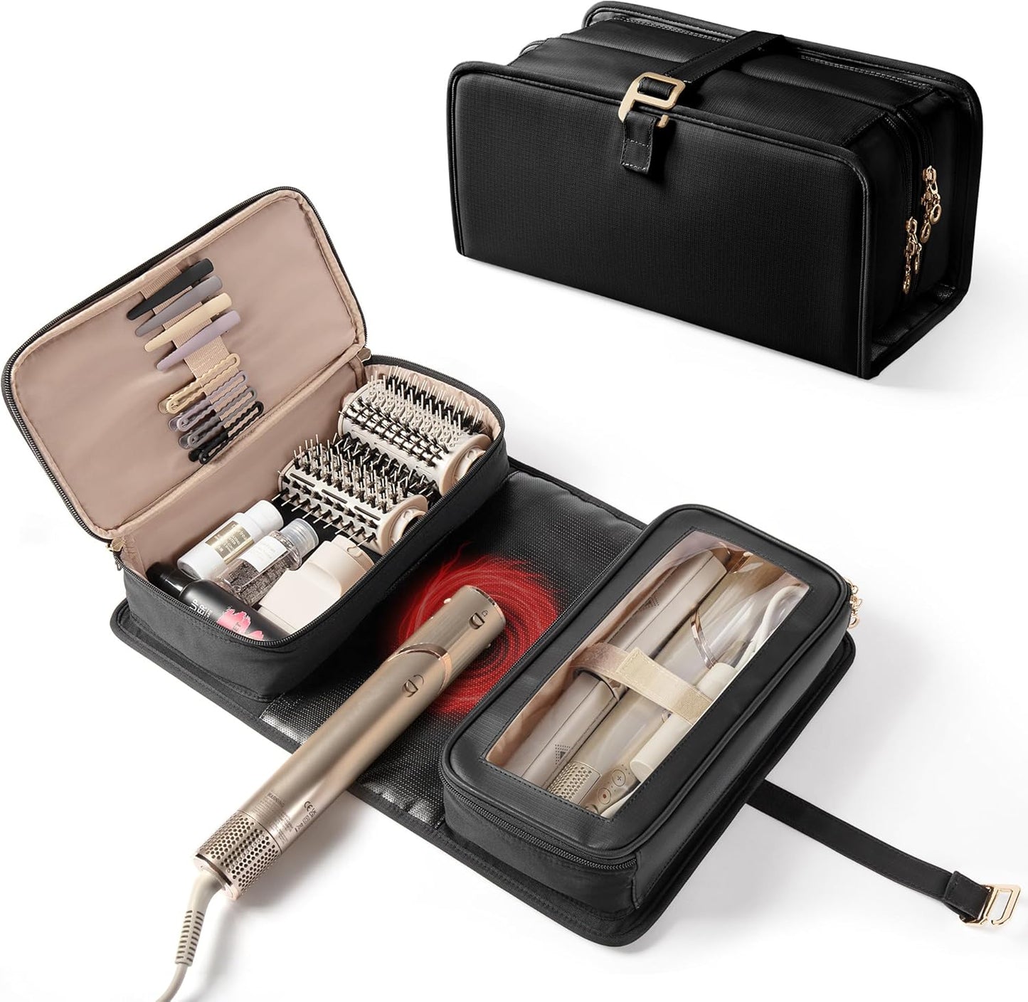 Marscamd Bolsa de viaje para herramientas para el cabello con alfom...
