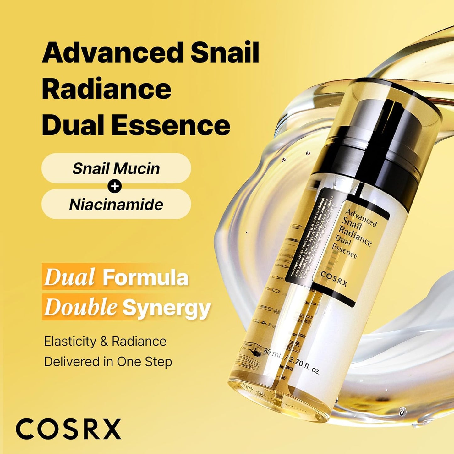 COSRX Mucina de Caracol 74% + Niacinamida 5% Doble Esencia, Suero Facial Antienvejecimiento para Piel Opaca, Piel Sensible, No Testado en Animales, Cuidado de la Piel Coreano, Regalos para Mujeres