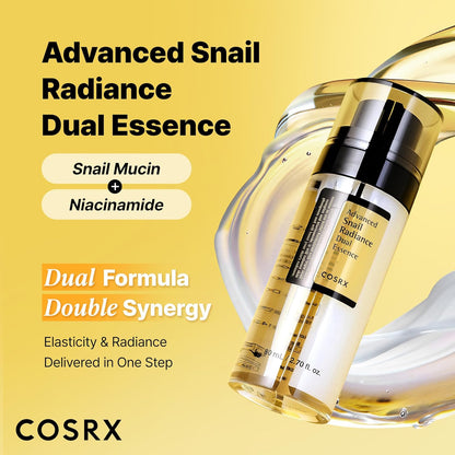 COSRX Mucina de Caracol 74% + Niacinamida 5% Doble Esencia, Suero Facial Antienvejecimiento para Piel Opaca, Piel Sensible, No Testado en Animales, Cuidado de la Piel Coreano, Regalos para Mujeres
