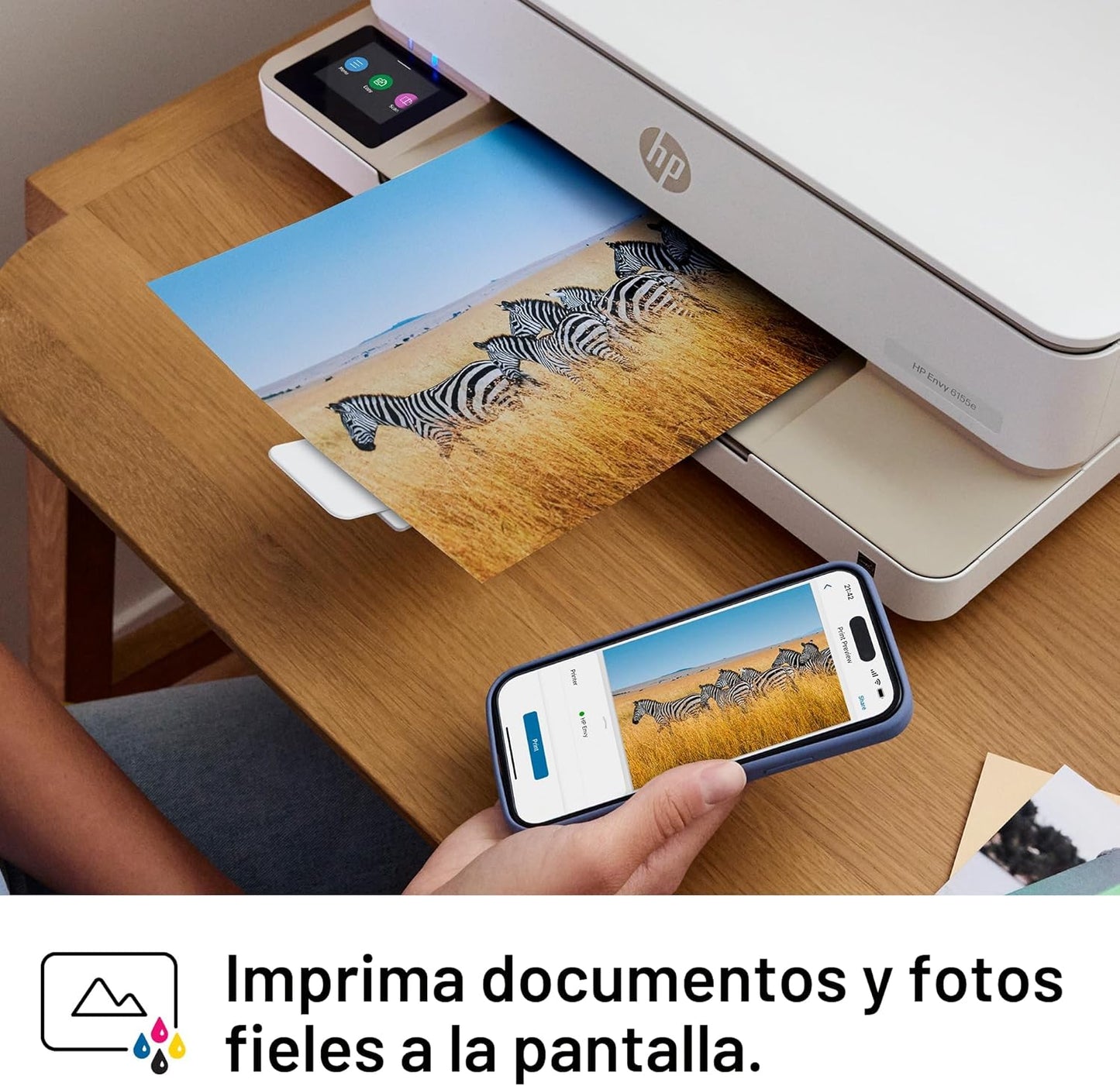 HP Envy 6155e Impresora inalámbrica todo en uno de inyección de tinta a color, Portobello, Imprimir, escanear, copiar, Impresión dúplex Ideal para el hogar, prueba de 3 meses de Instant Ink incluida