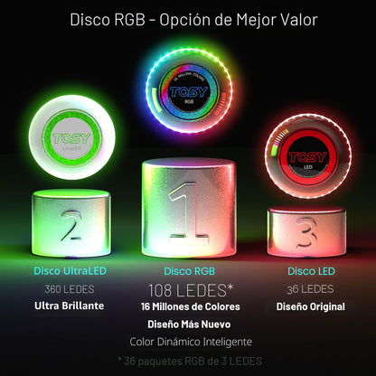 TOSY Flying Disc - 108 RGB Multicolor or 36 Monocolor LEDs, Super B...