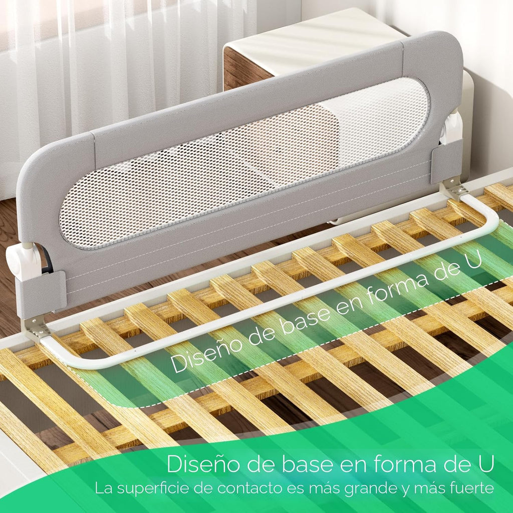 UPGOGO Riel plegable para cama para niños pequeños, gris, 59 pulgad...