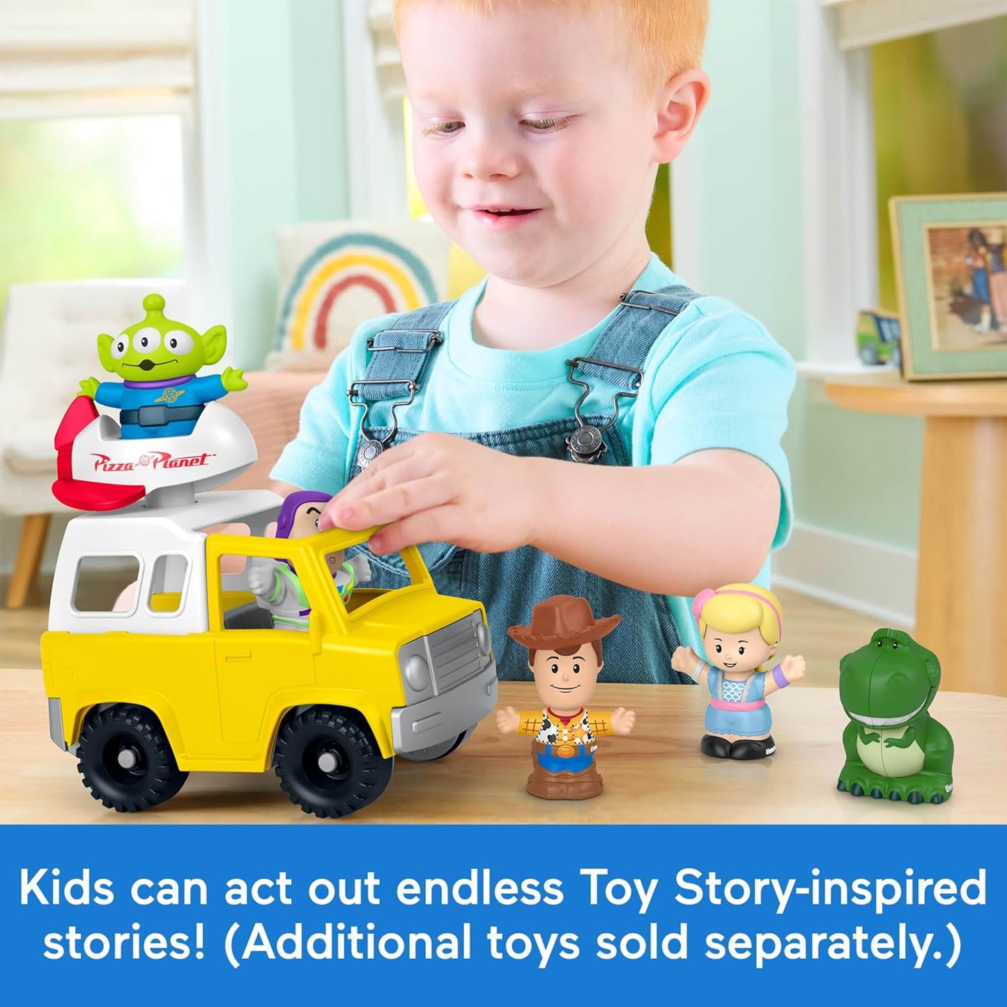 Fisher-Price Little People Juguete para niños pequeños de Disney y Pixar Toy Story Pizza Planet Truck con Buzz Lightyear y figuras alienígenas para niños a partir de 18 meses
