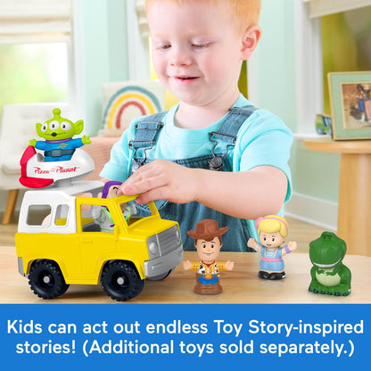 Fisher-Price Little People Juguete para niños pequeños de Disney y Pixar Toy Story Pizza Planet Truck con Buzz Lightyear y figuras alienígenas para niños a partir de 18 meses