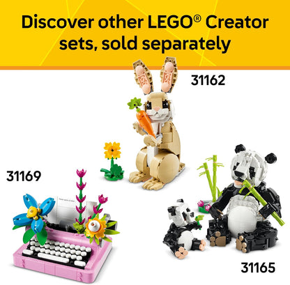 LEGO Creator 3 en 1 Juguete de Gato Juguetón - Juguete de Construcción con 3 Opciones de Construcción, Gato, Perro o Paloma - Regalo de Cumpleaños para Niños - Figuras de Animales para Niños, Niñas y