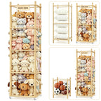 Almacenamiento de animales de peluche de madera, ajustable de 1 a 4...