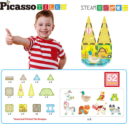 PicassoTiles Juego de Construcción de Azulejos Magnéticos de Animal...