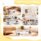 Pterying Juego de mesa y silla de madera para niños, escritorio de...