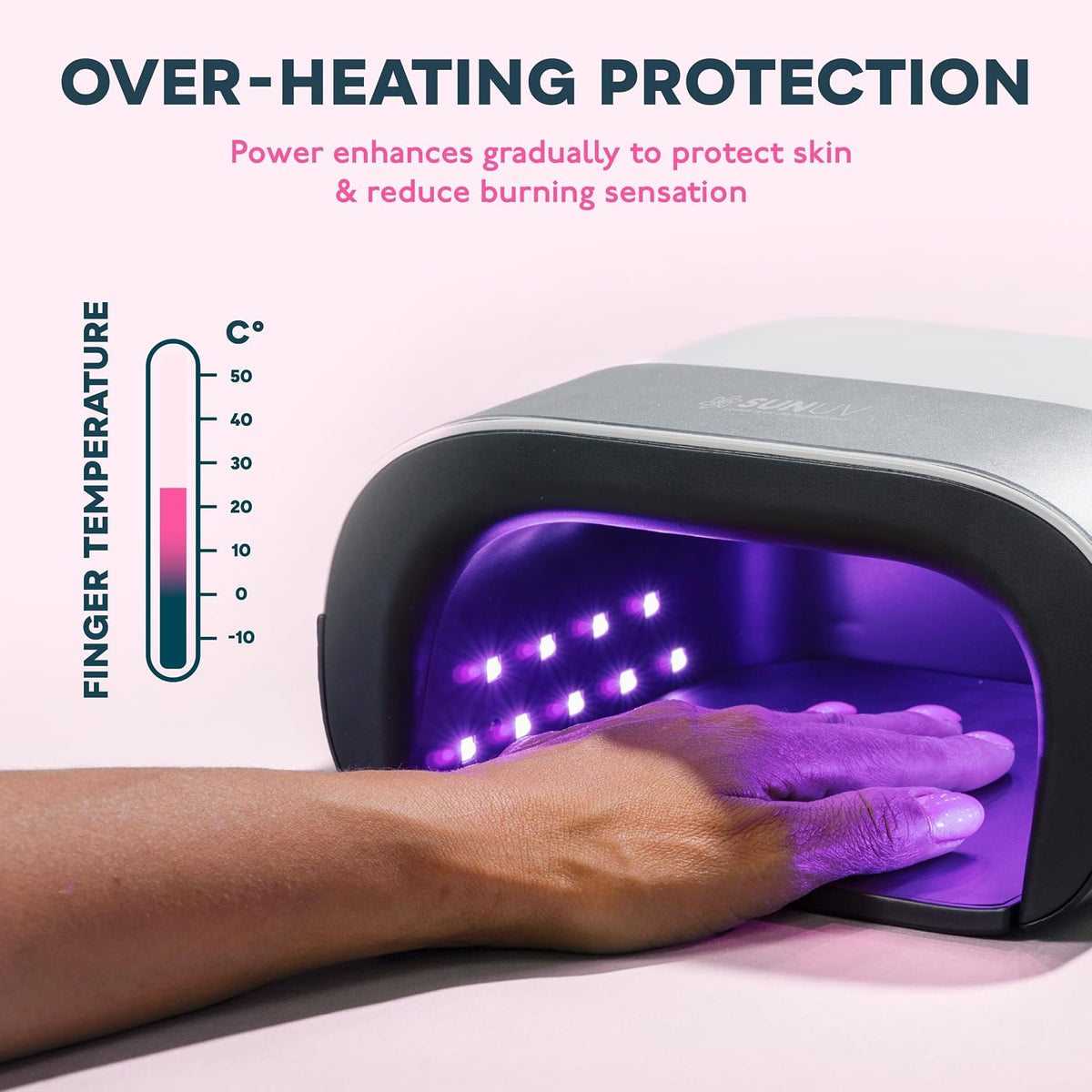 SUNUV Luz UV para uñas de gel, lámpara de gel UV LED profesional SU...