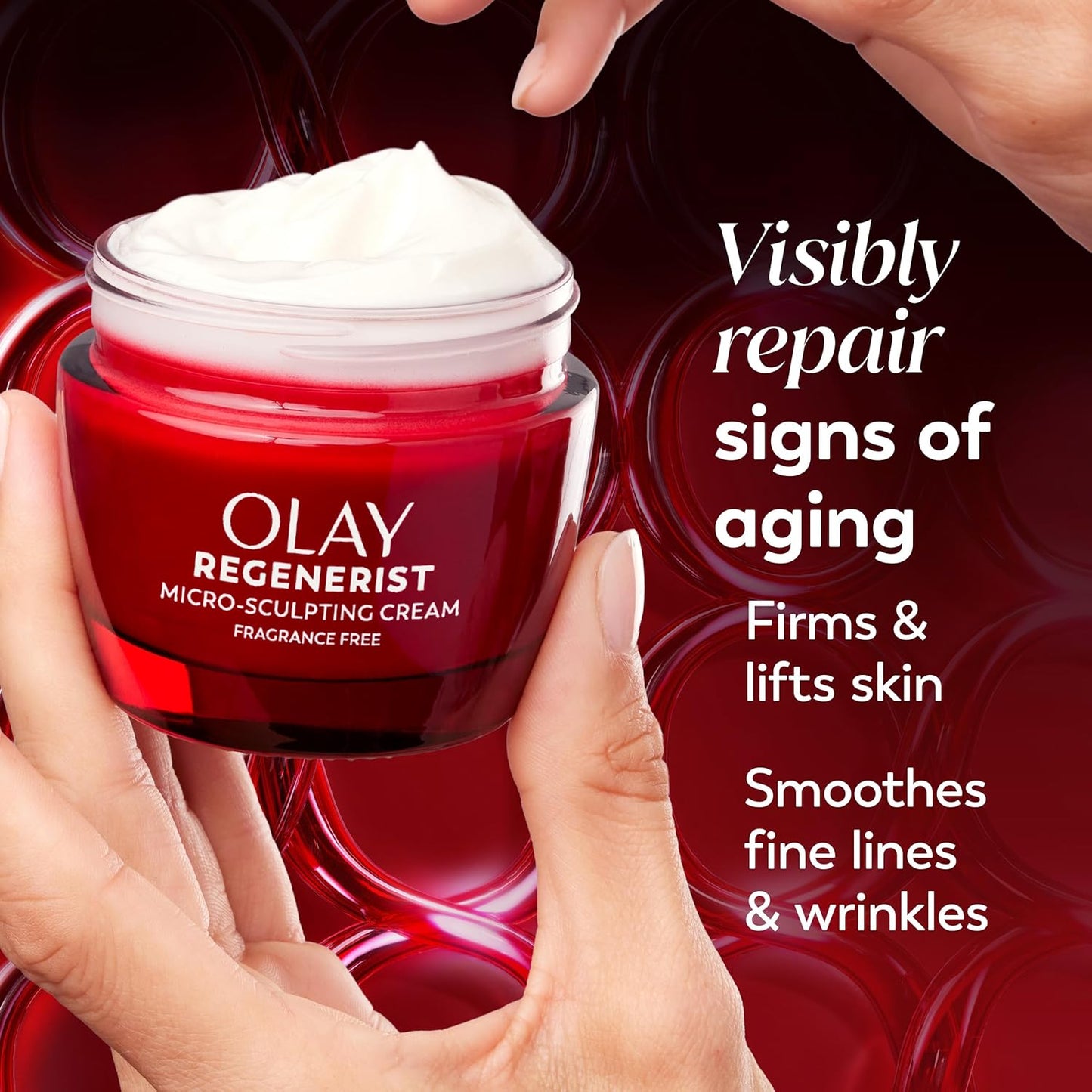 Olay Hidratante facial, crema regenerista microescultora para mujer...
