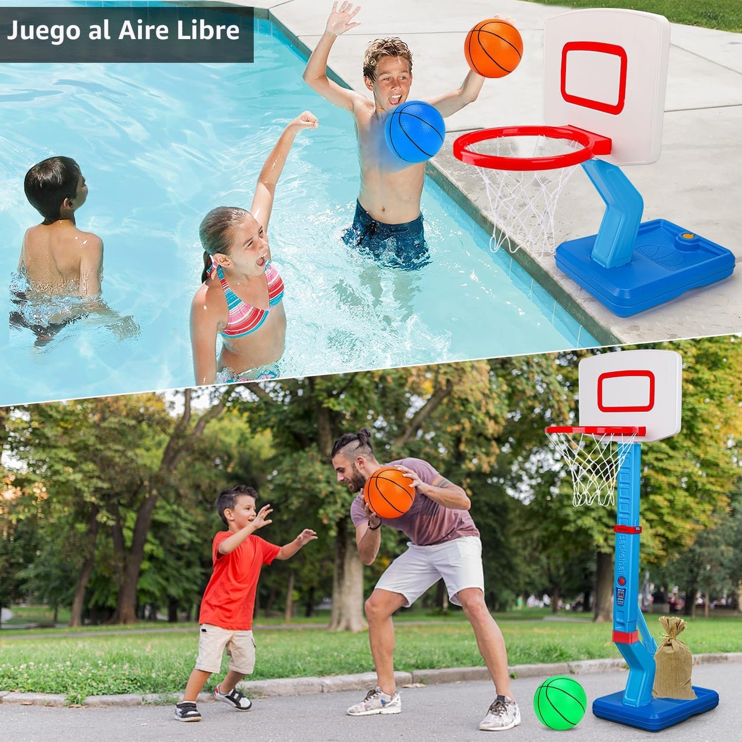 Aro de baloncesto para niños pequeños, mini, ajustable, para interi...