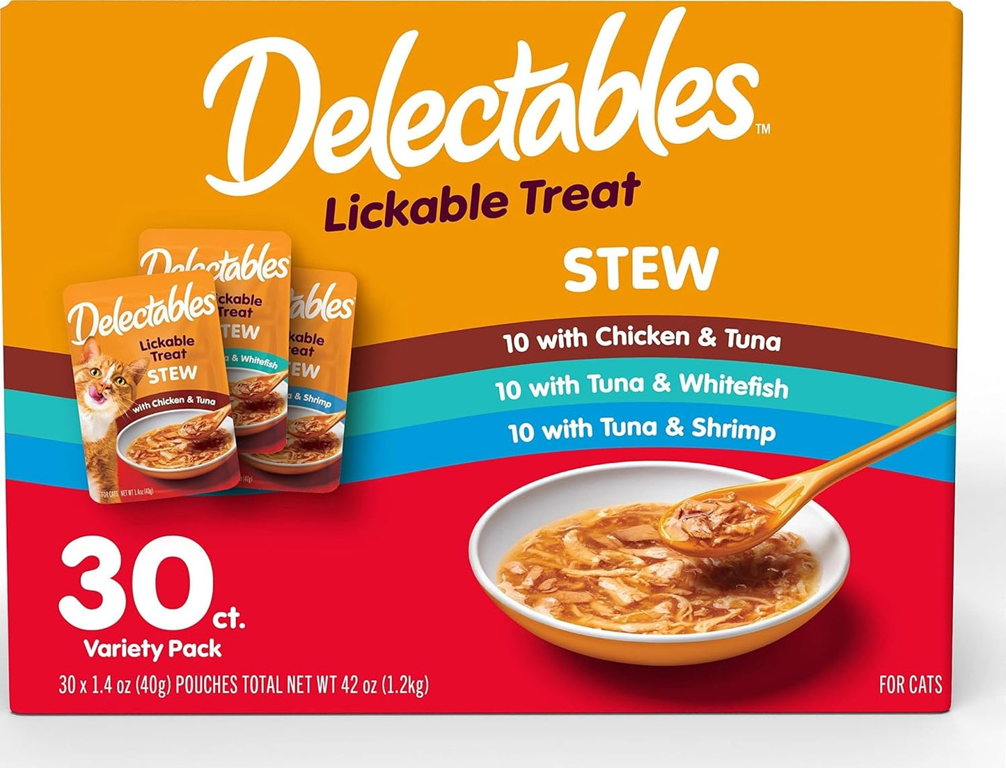 Delectables Lickable Treat Stew Wet Cat Treats - Paquete variado de...