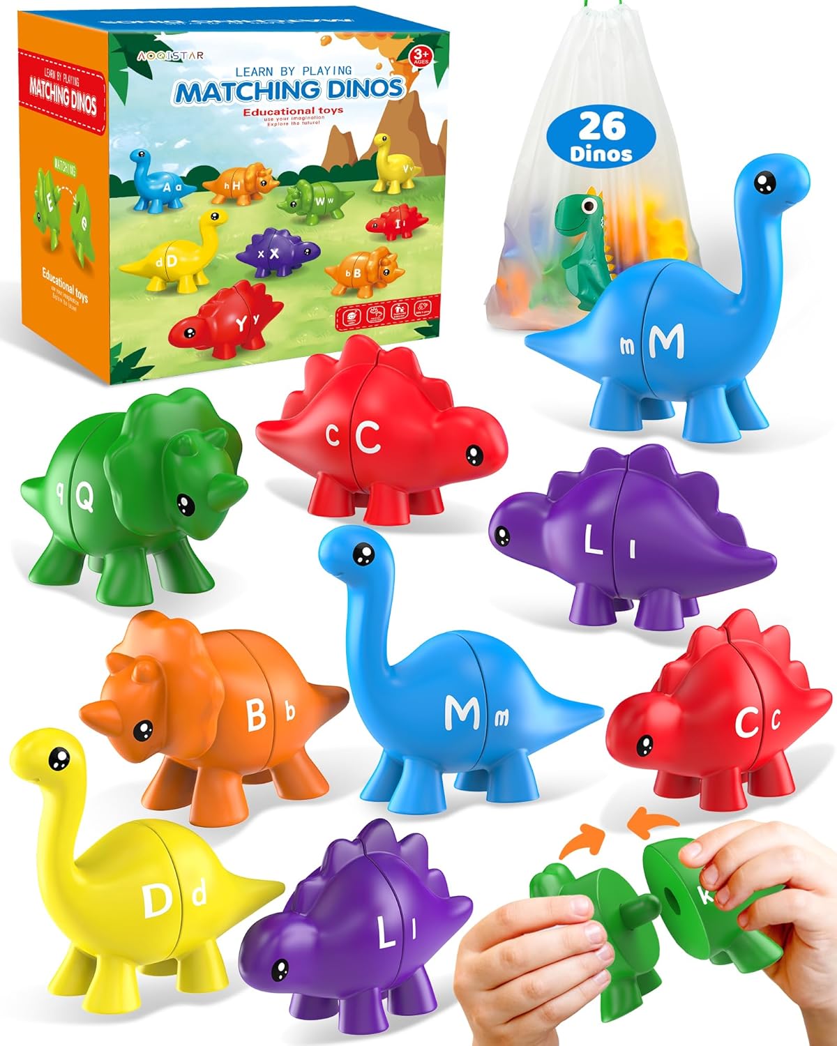 Walenty 26 piezas de juguetes de aprendizaje del alfabeto de dinosa...