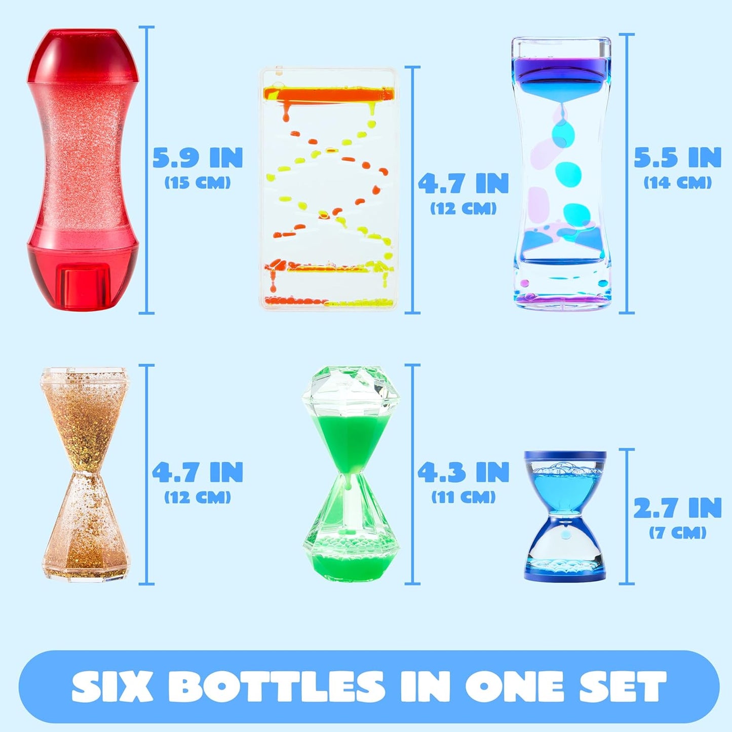 JOYIN 6 tubos sensoriales antiestrés para niños con autismo, botellas sensoriales de agua calmante para aliviar el estrés, juguetes silenciosos para el aula, calma en las esquinas, premios y juguete