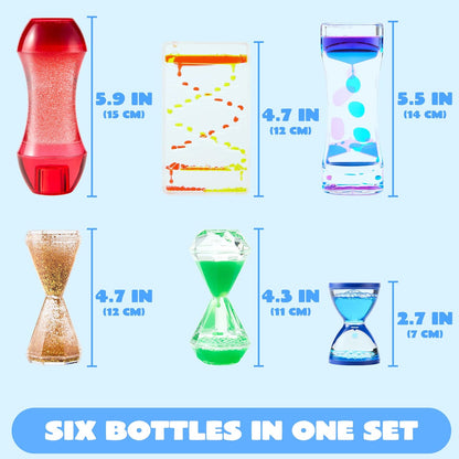 JOYIN 6 tubos sensoriales antiestrés para niños con autismo, botellas sensoriales de agua calmante para aliviar el estrés, juguetes silenciosos para el aula, calma en las esquinas, premios y juguete