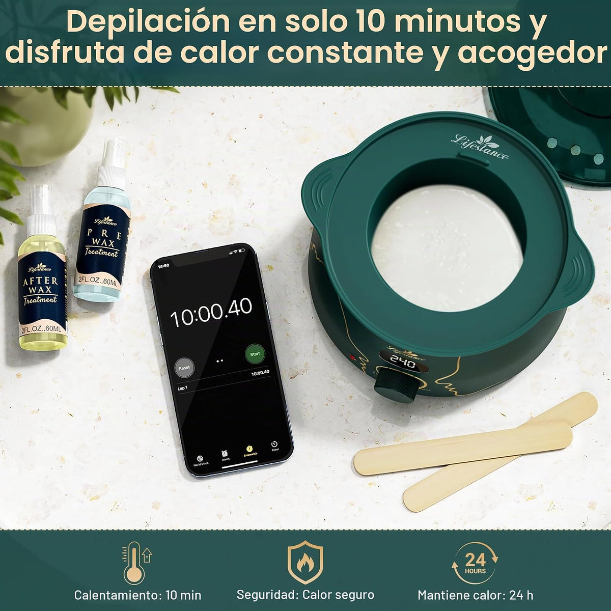 Lifestance Kit de Depilación para Mujeres y Hombres - Calentador Di...