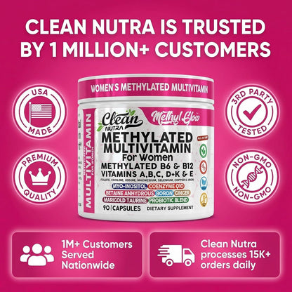 Multivitamino Metilado para Mujeres Vitaminas B6 Metil B12 A B C D...