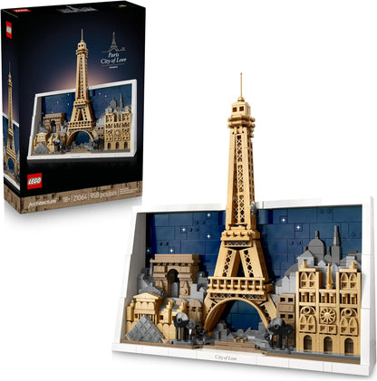 LEGO Architecture París – Juego de construcción de la Ciudad del Amor para adultos - Decoración DIY para oficina o dormitorio para mujeres y hombres, edades 18+ - Estructura ensamblable para colgar o
