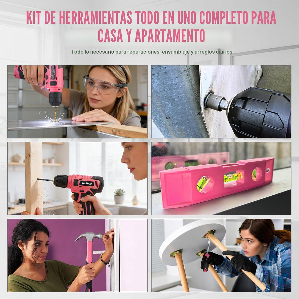 Hi-Spec Juego de taladro inalámbrico de 8 V y kit de herramientas d...