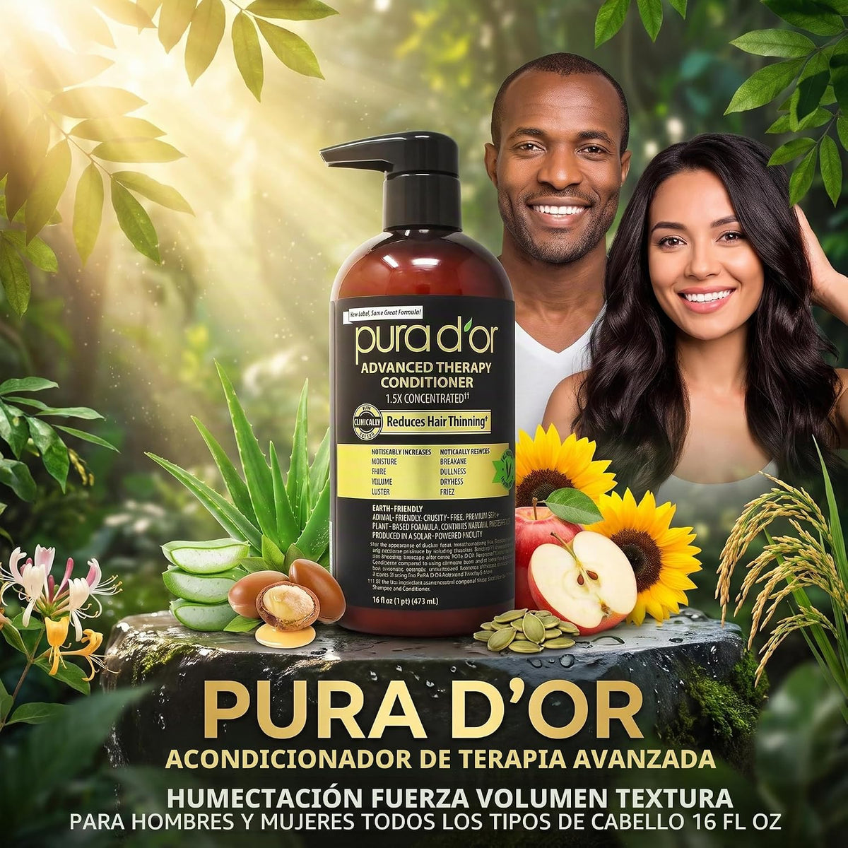Champú y bálsamo de Pura D'OR para terapia avanzada. Contiene 1...
