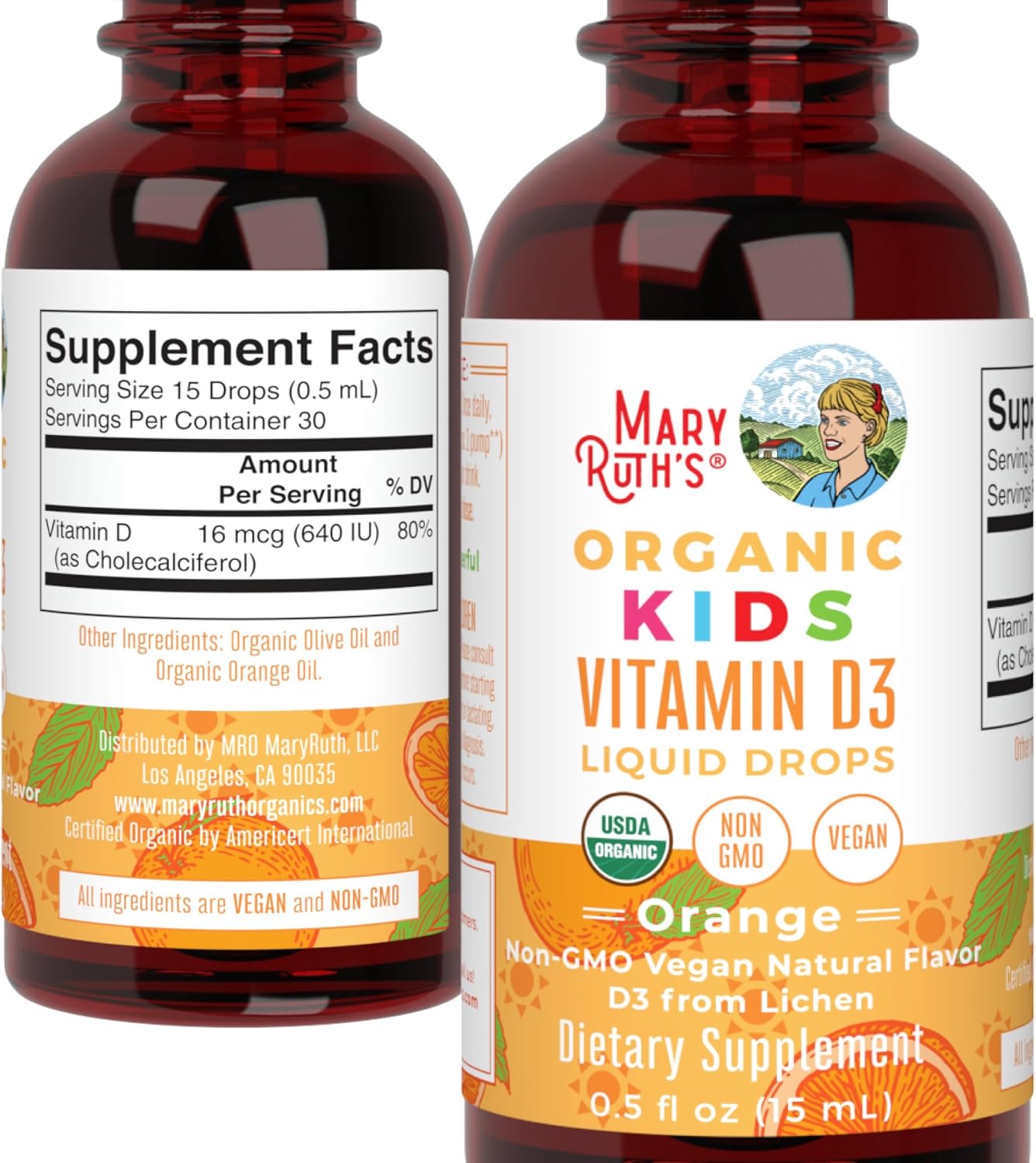 MaryRuth Organics USDA Orgánico Gotas Líquidas de Vitamina D3 para...