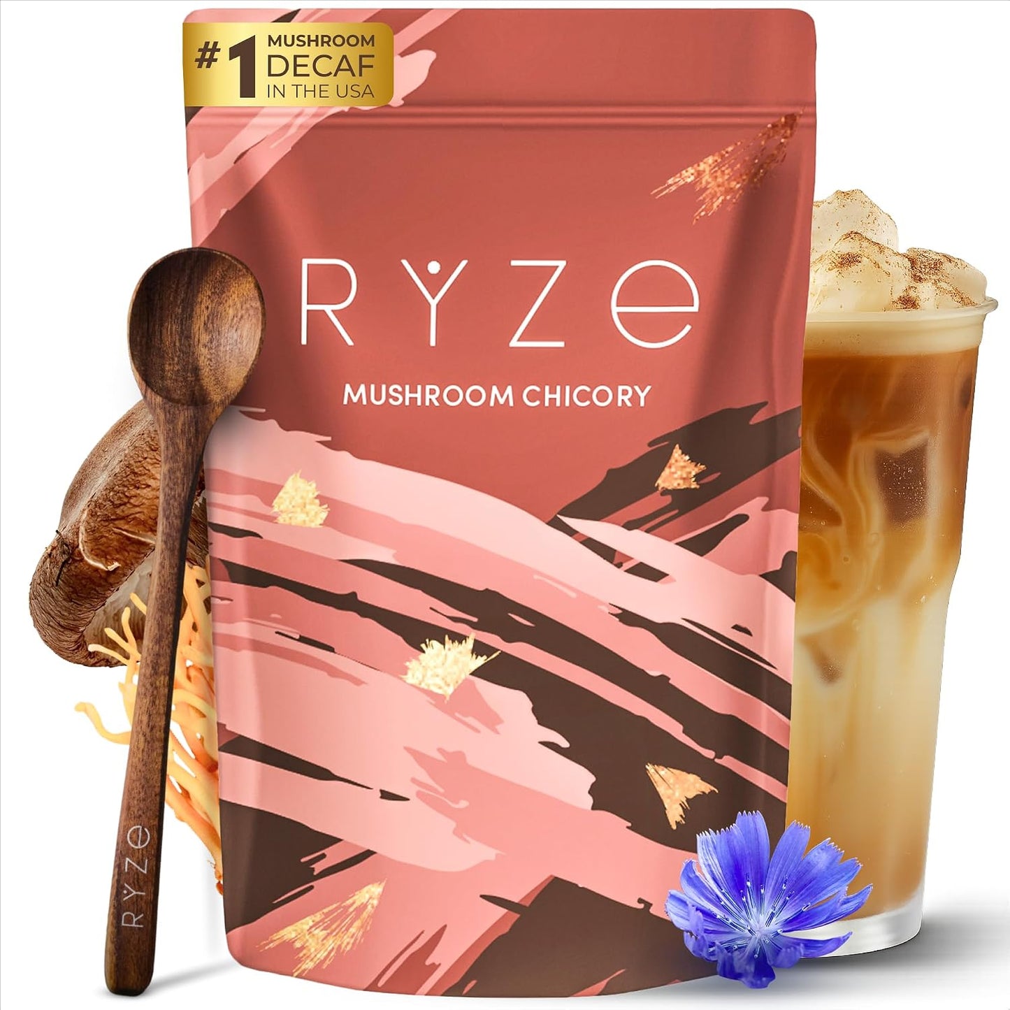 RYZE SUPERFOODS - Champiñones de achicoria con 6 hongos adaptogénic...