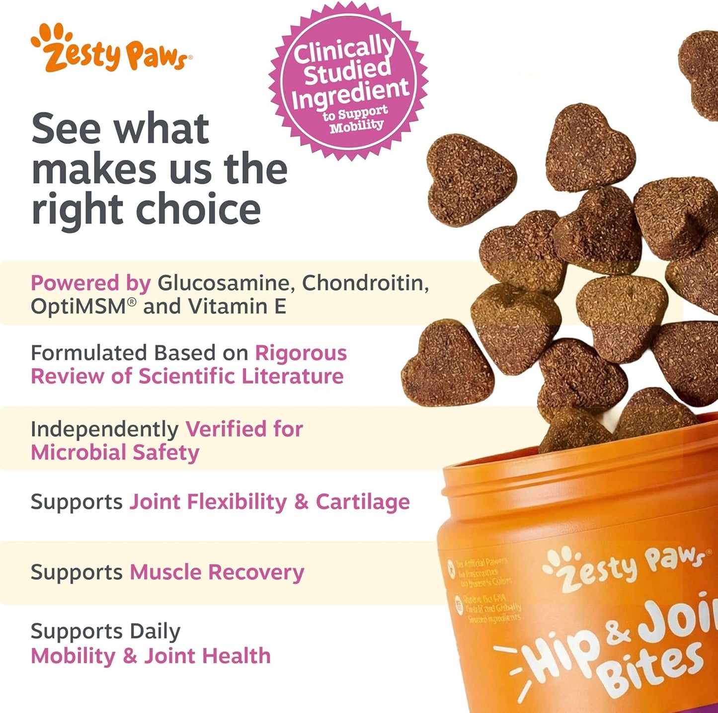 Zesty Paws Mobility Bites Suplemento para articulaciones de perro,...
