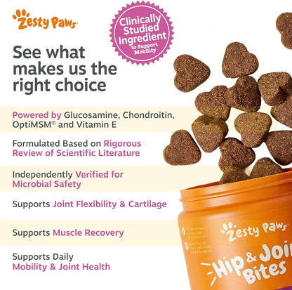 Zesty Paws Mobility Bites Suplemento para articulaciones de perro,...