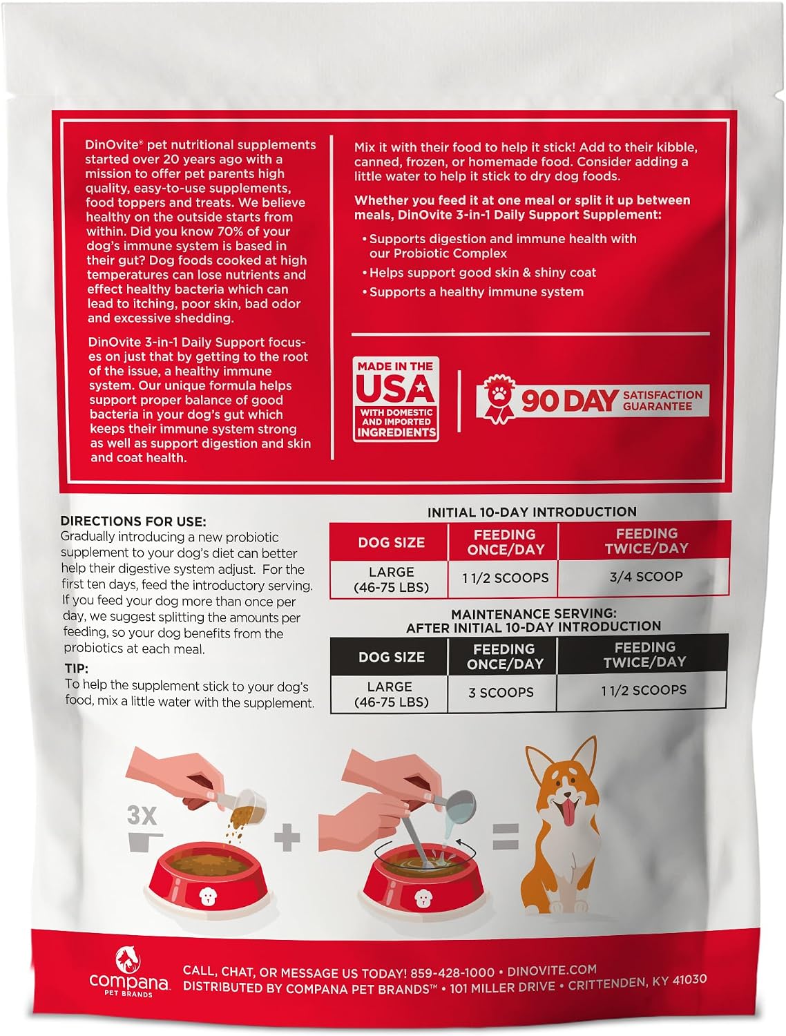 Dinovite Suplemento probiótico para perros, Omega 3, alivio de punt...