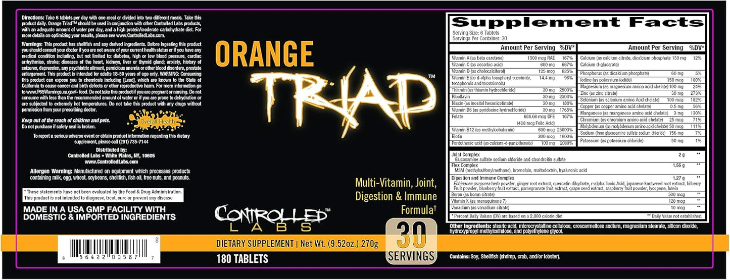 CONTROLLED LABS Orange Triad - Multivitamínico diario, suplemento d...