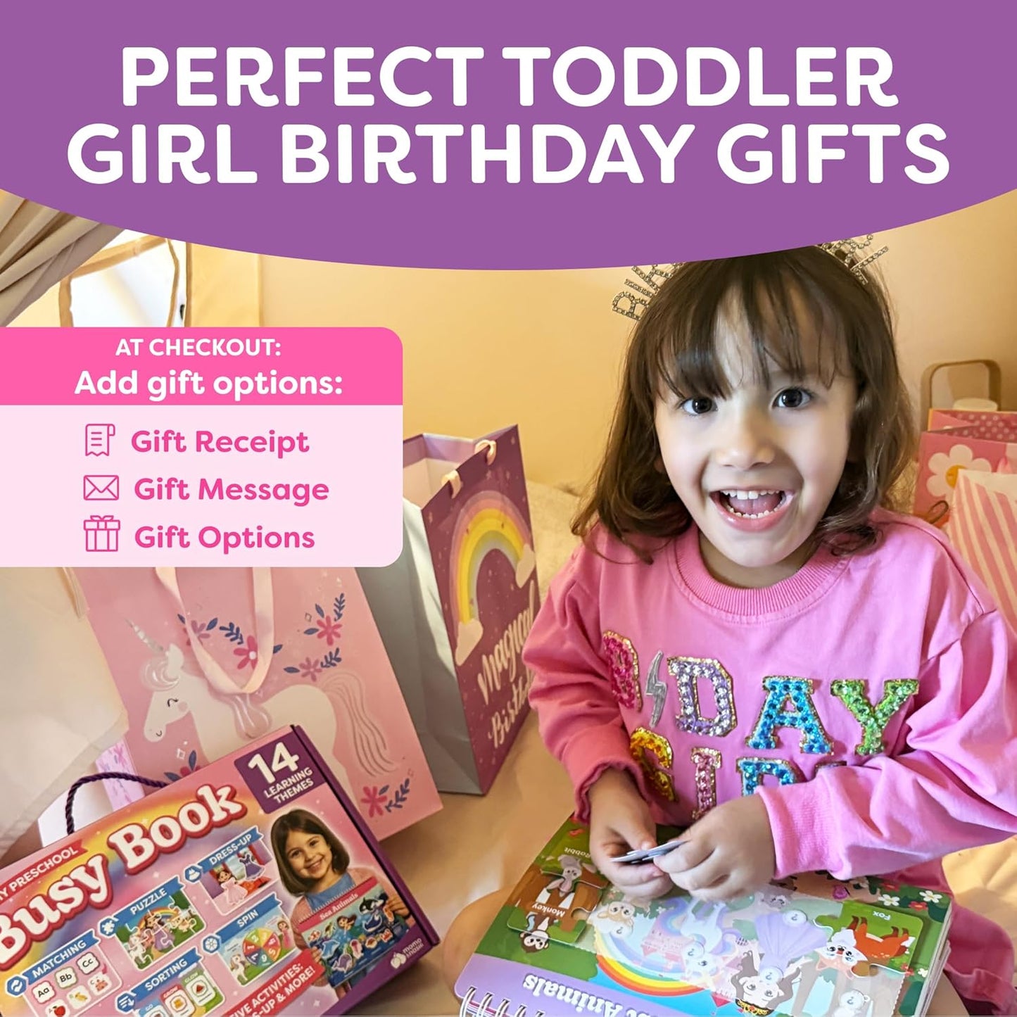 3 Year Old Girl Gifts - Montessori Busy Book For Toddlers 3-5, 4 Ye...