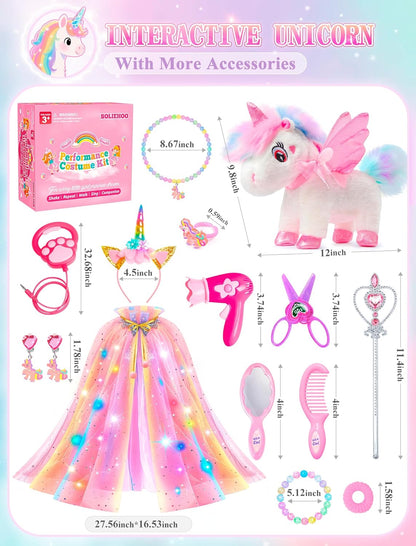 Juguetes de unicornio para niñas de 4 a 6 años, regalos de unicornio, unicornio interactivo que camina, habla, canta con capa de princesa iluminada, juguete de peluche de unicornio con