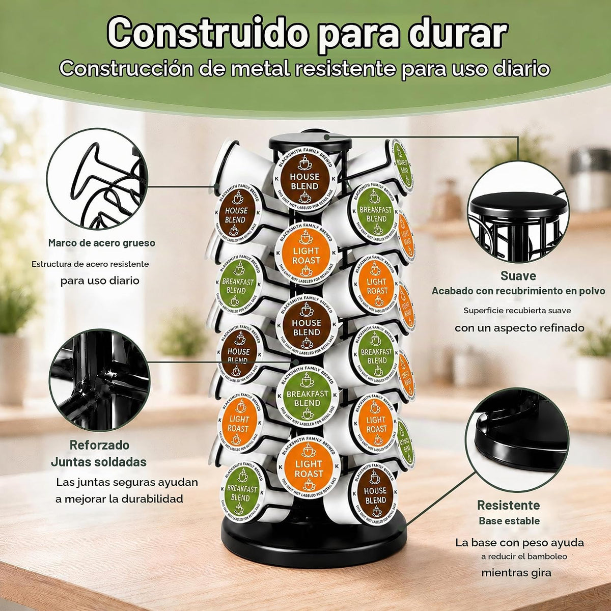 Soporte para cápsulas de café para 40 cápsulas, organizador de port...