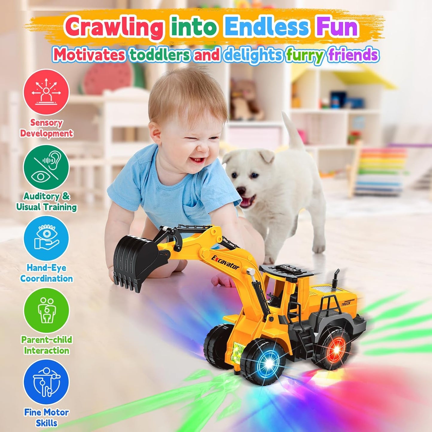 Juguetes de coche para niños pequeños, juguete de excavadora con 2...