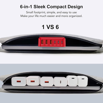 [2026 actualizado] Cargador rápido USB C, 100 W GaN 6 puertos tipo...