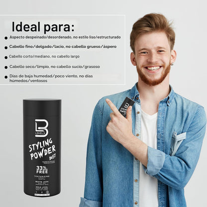 L3 Nivel 3 Polvo de Peinado - Polvo para Hombre de Aspecto Natural...