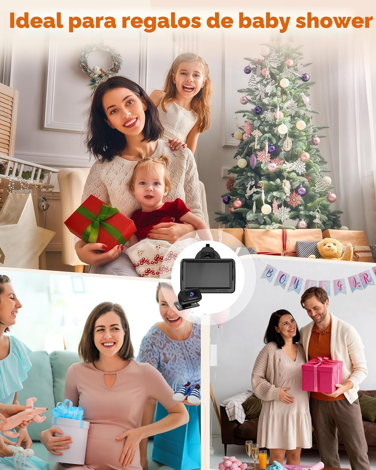 Rohent Cámara de coche para bebé HD 1080P - Monitor infantil orient...